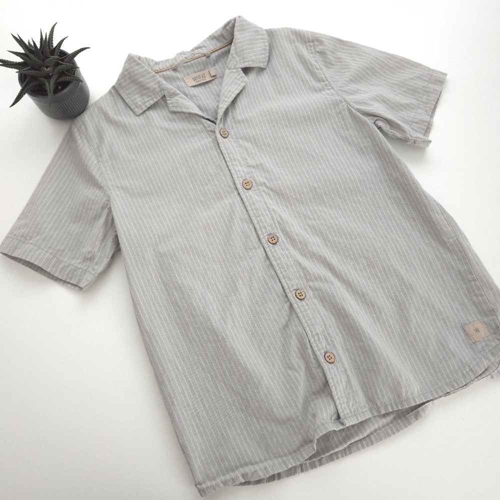 WHEAT Kids Organic Cotton Button Up Shirt size 8Y